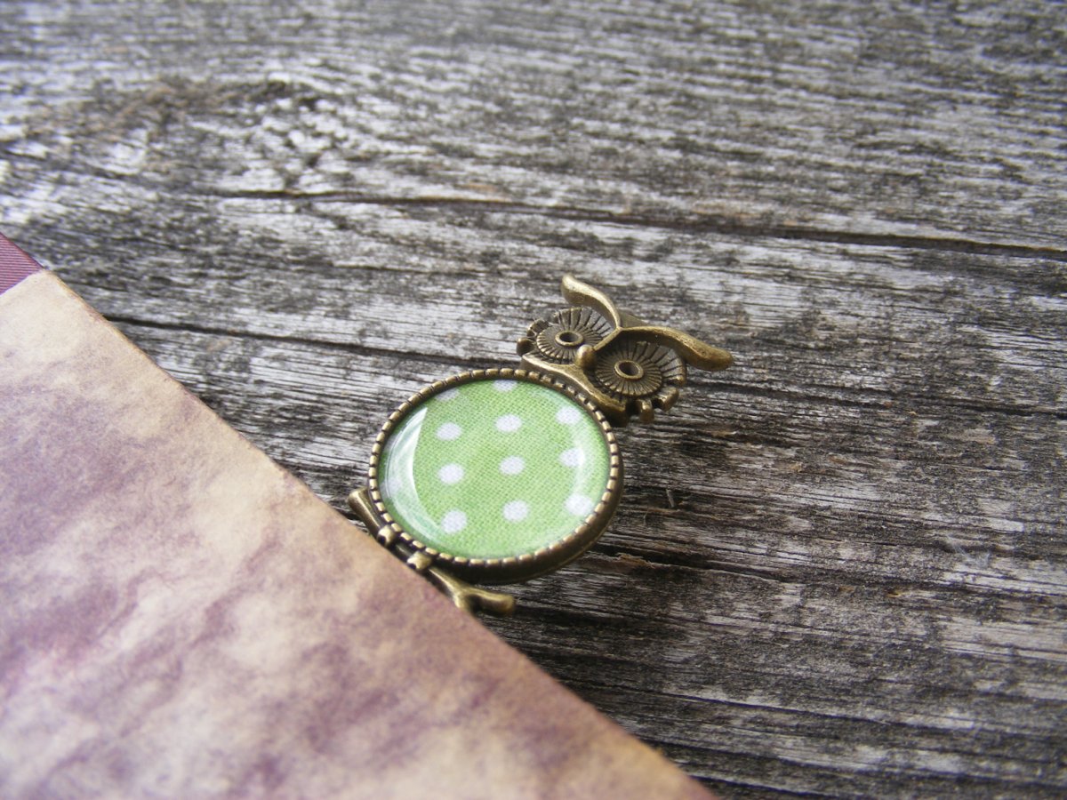 Záložka zasouvací - zelená sova