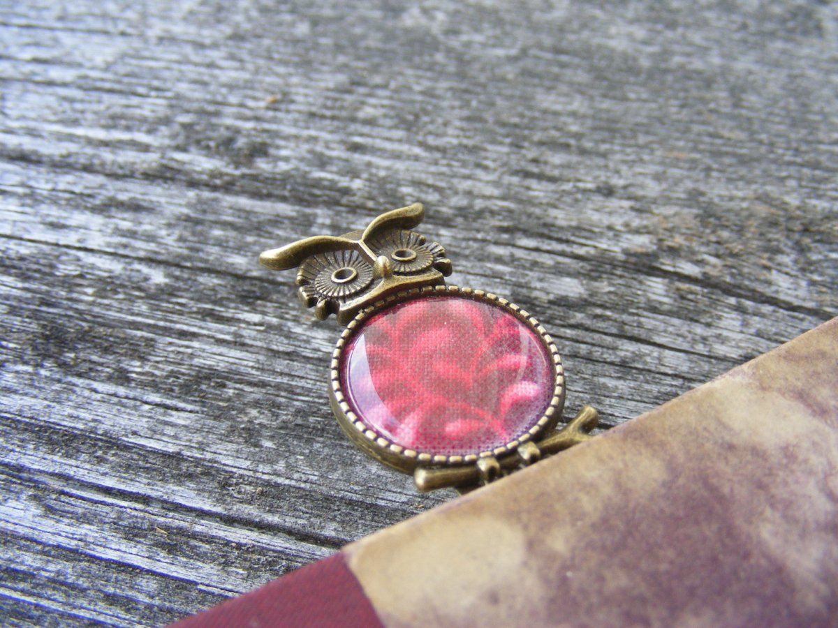 Záložka zasouvací - červená sova