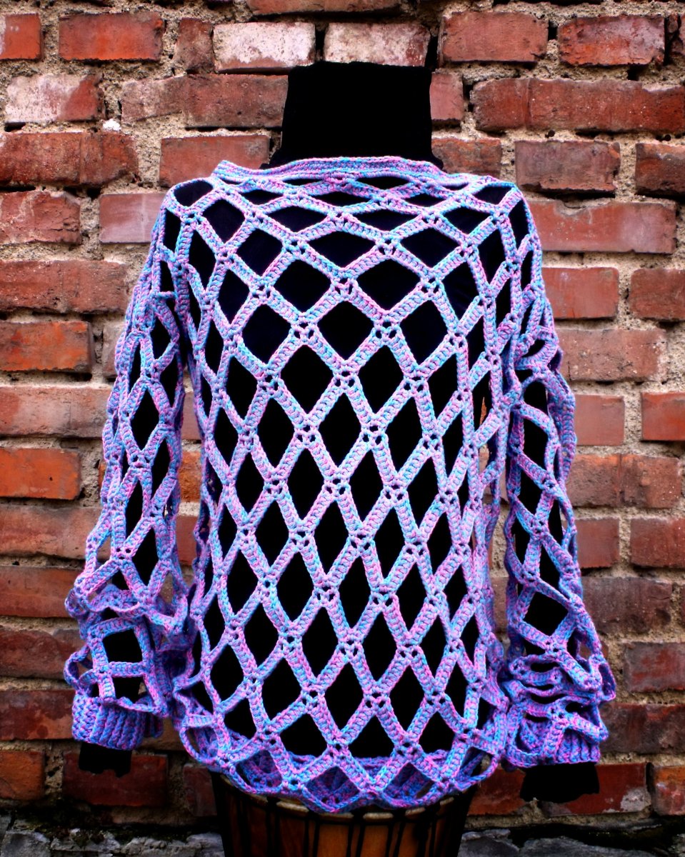 Háčkovaná tunika tyrkysovo-růžová