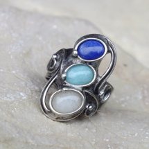 SANTORINI - prsten - lapis lazuli,amazonit,křemen