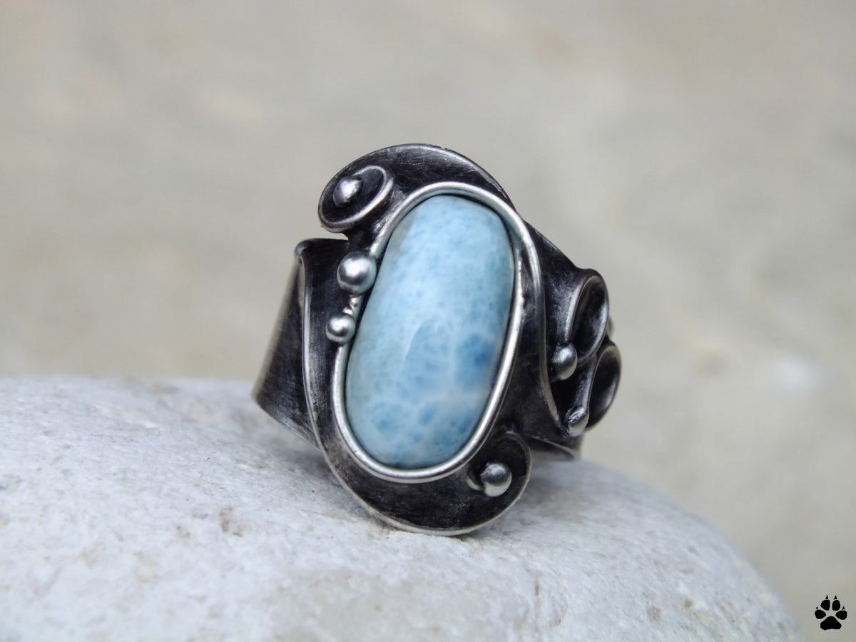 Andělské pohlazení -  prsten s larimarem