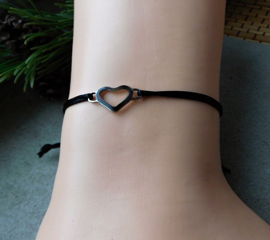 Náramek  - Srdce černé