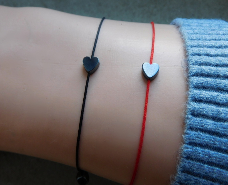 Náramek - Pro ni a pro něho - hematitová srdíčka