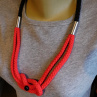 Náhrdelník -červený, nerez, onyx