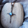 Přívěšek -Měděný retro křížek s achátem
