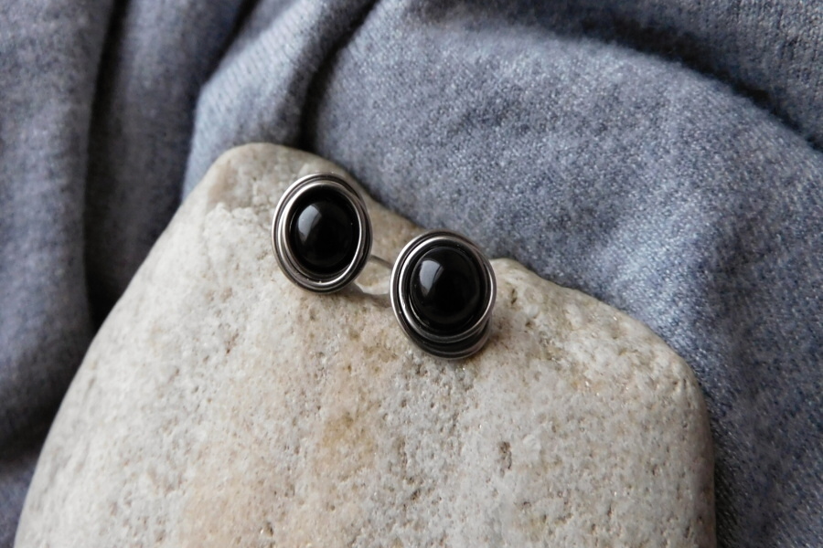 Naušnice-napichovátka, pecky s onyxem