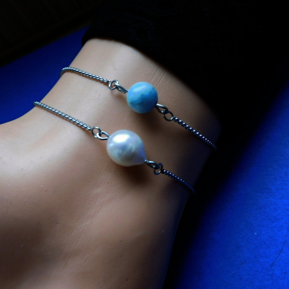 Náramek nerezový s larimarem