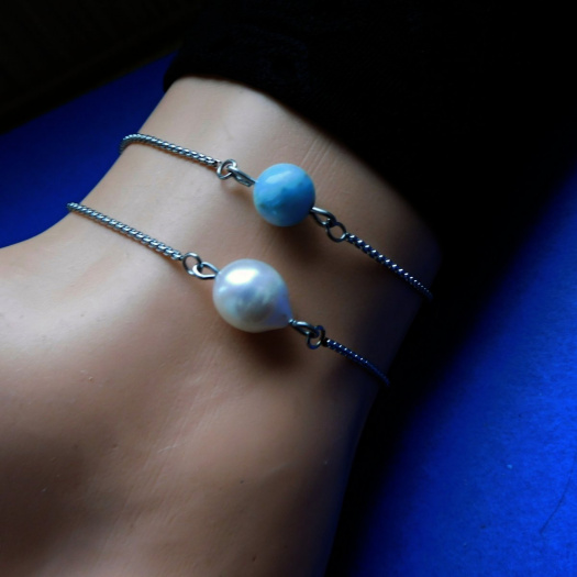 Náramek nerezový s larimarem