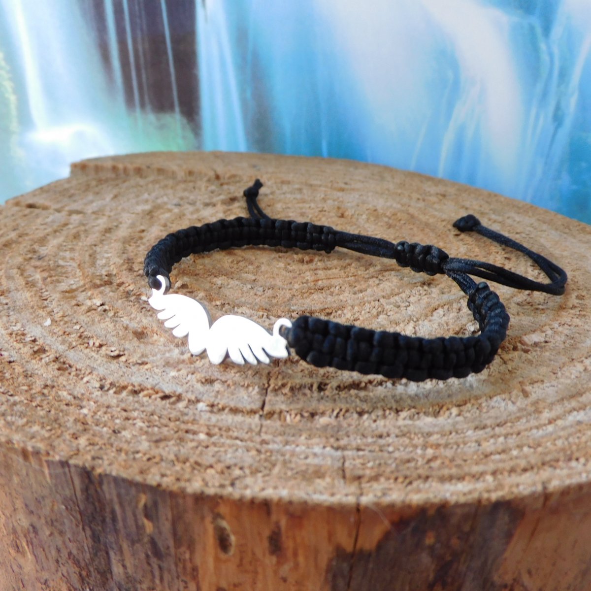 Náramek   -nerez,andíkova křídla,pletený