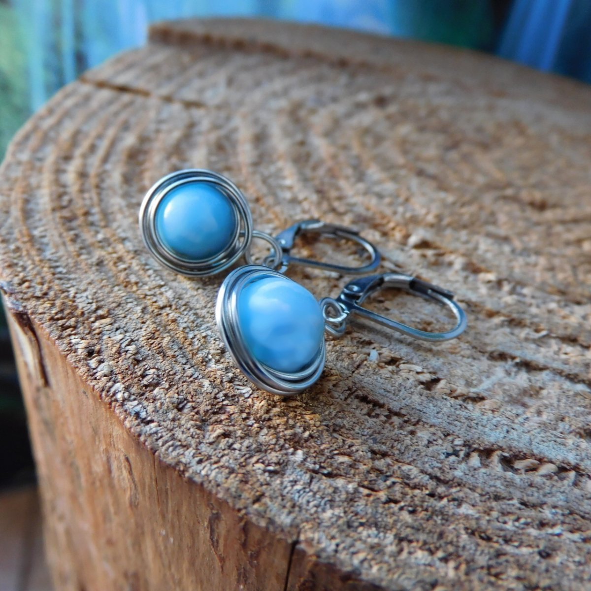 Naušnice -nerez,larimar