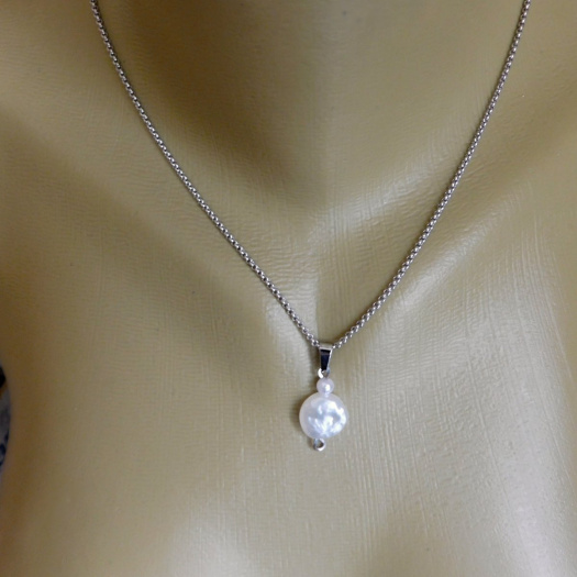 Náhrdelník-nerez,imit. keshi perly