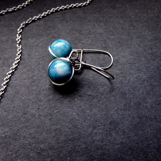 Naušnice -nerez,larimar