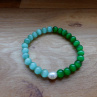 Náramek - ,2x zelená + bílá perla pravá