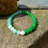 Náramek - ,2x zelená + bílá perla pravá