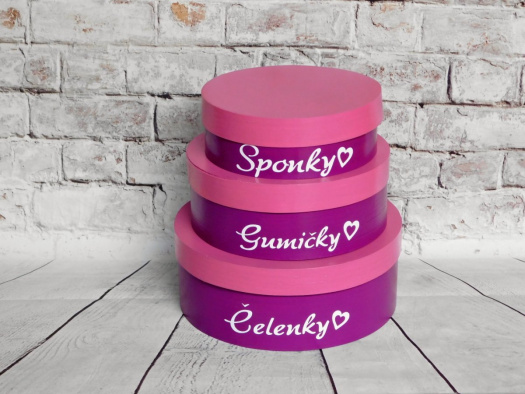 Kulaté dřevěné šperkovnice sada 3 ks