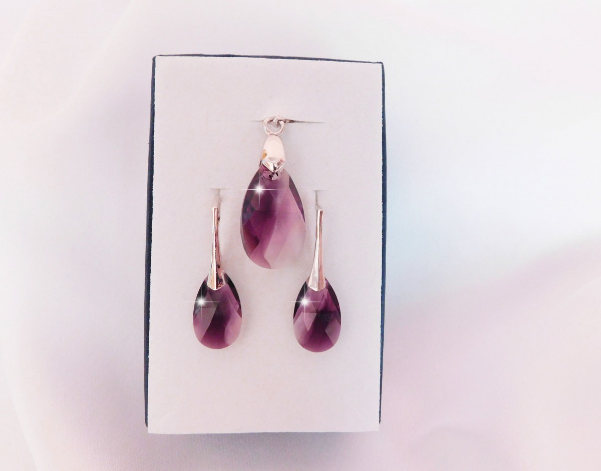 SWAROVSKI ELEMENTS náušnice a přívěšek Pear-Shaped   