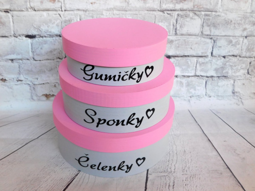 Kulaté dřevěné šperkovnice sada 3 ks