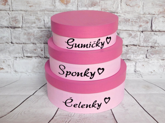 Kulaté dřevěné šperkovnice sada 3 ks