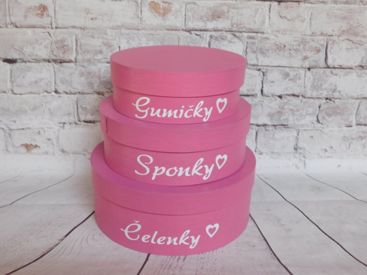 Kulaté dřevěné šperkovnice sada 3 ks