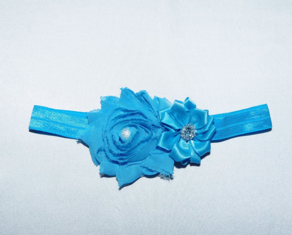 Čelenka modrá 2 květiny 