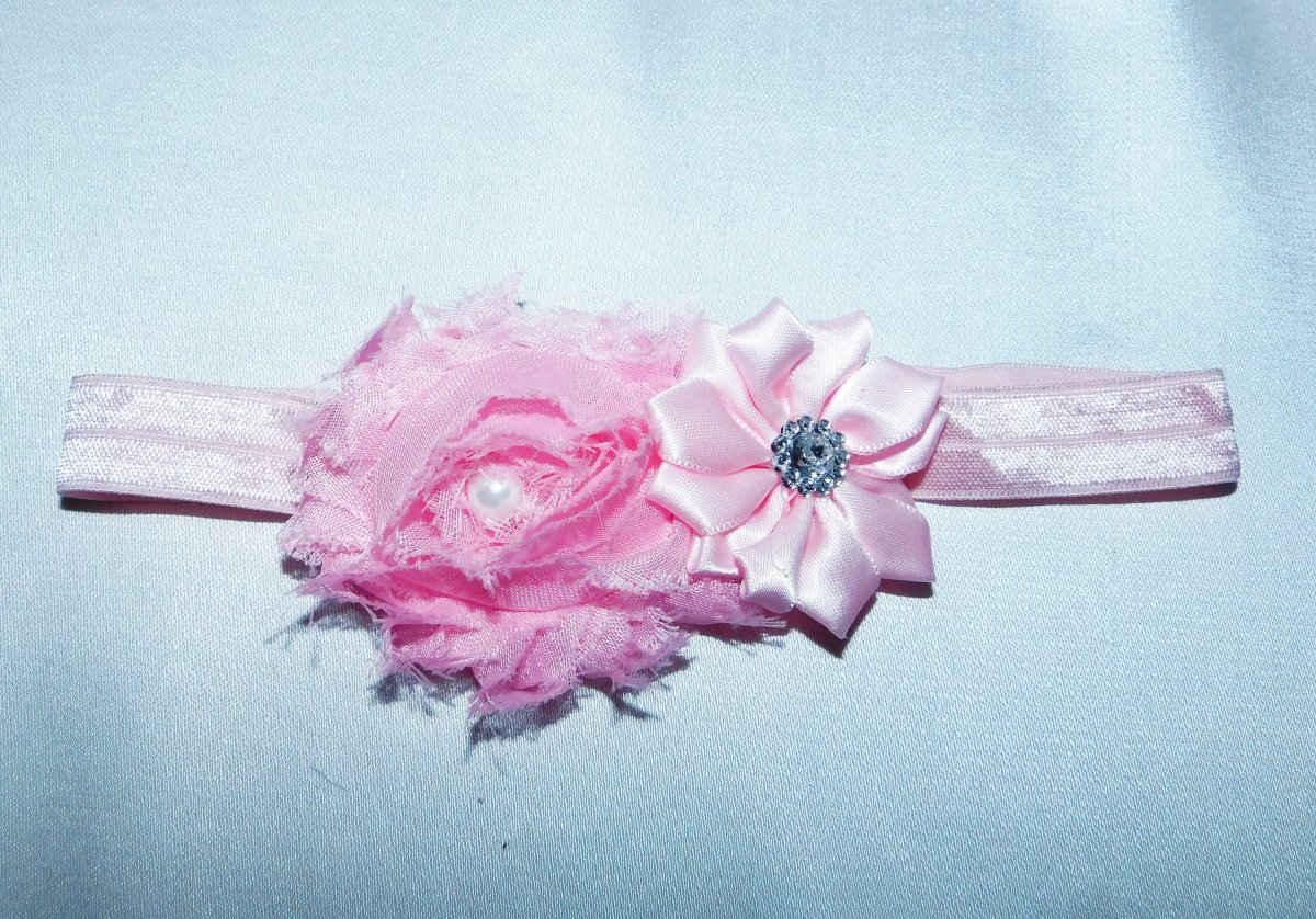 Čelenka růžová 2 květiny 