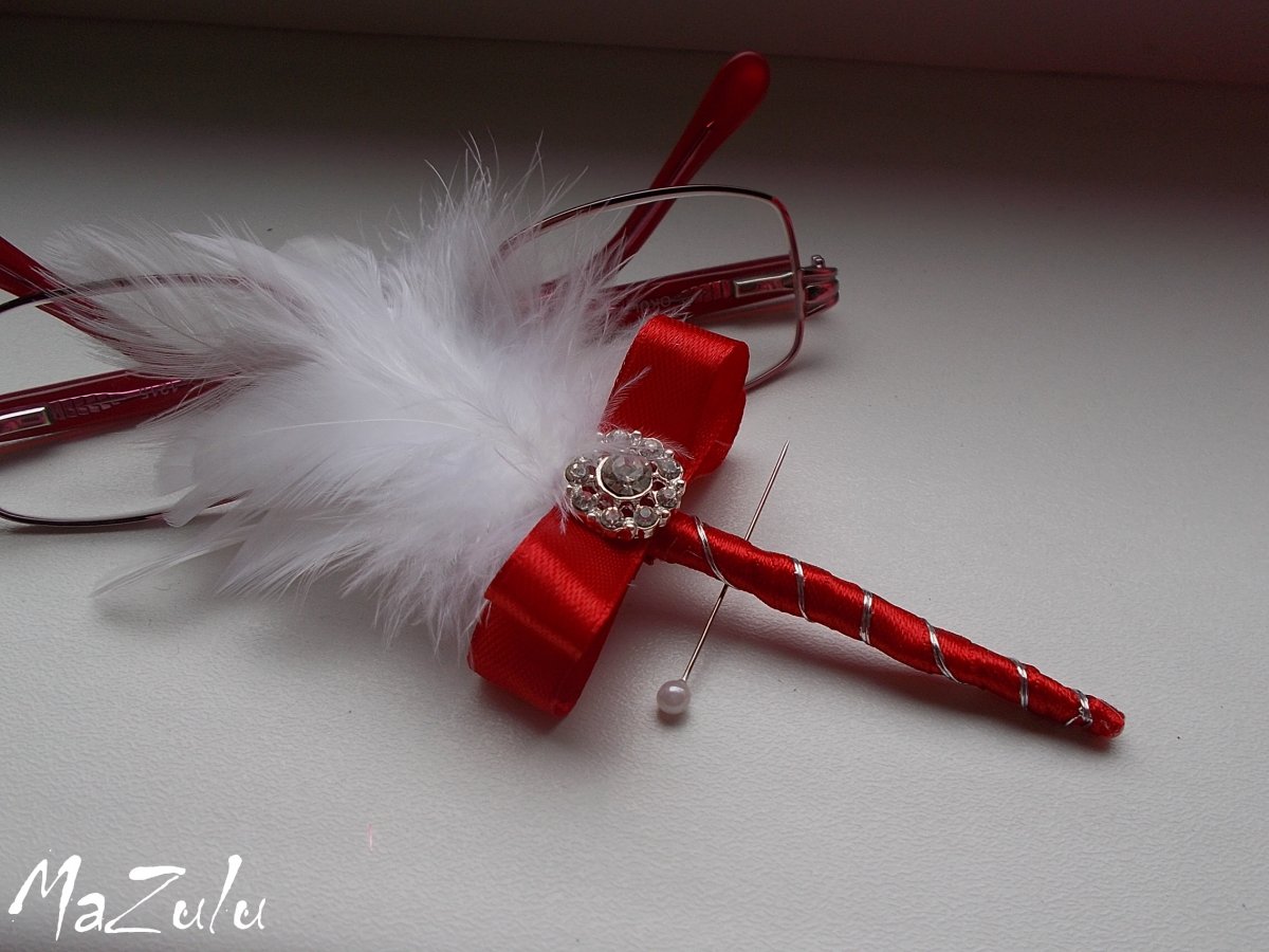 svatební vývazek cyklámenový/červený