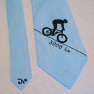 Hedvábná kravata s cyklistou - modro-černá na přání