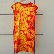 Žluto-červené dámské batikované šaty S - XXL 14844046