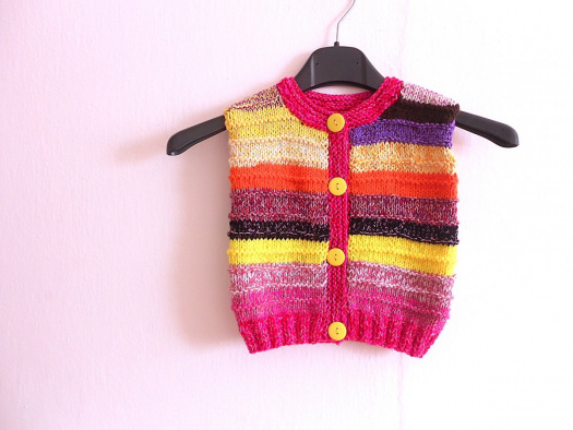 Ručně pletená vestička s merinem vel. 68-74