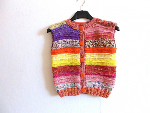 Ručně pletená vestička s merinem vel. 92-98