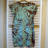 Mentolovo-hnědé dámské batikované šaty S - XXL 14844155