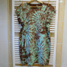 Mentolovo-hnědé dámské batikované šaty S - XXL 14844155