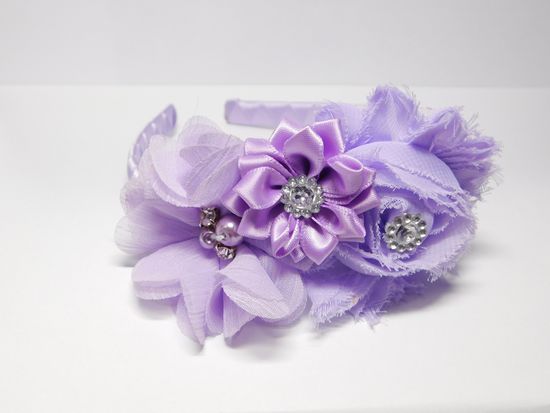 Čelenka fialová 3 květiny 