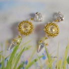 Náušnice klipsy šité žlutý květ