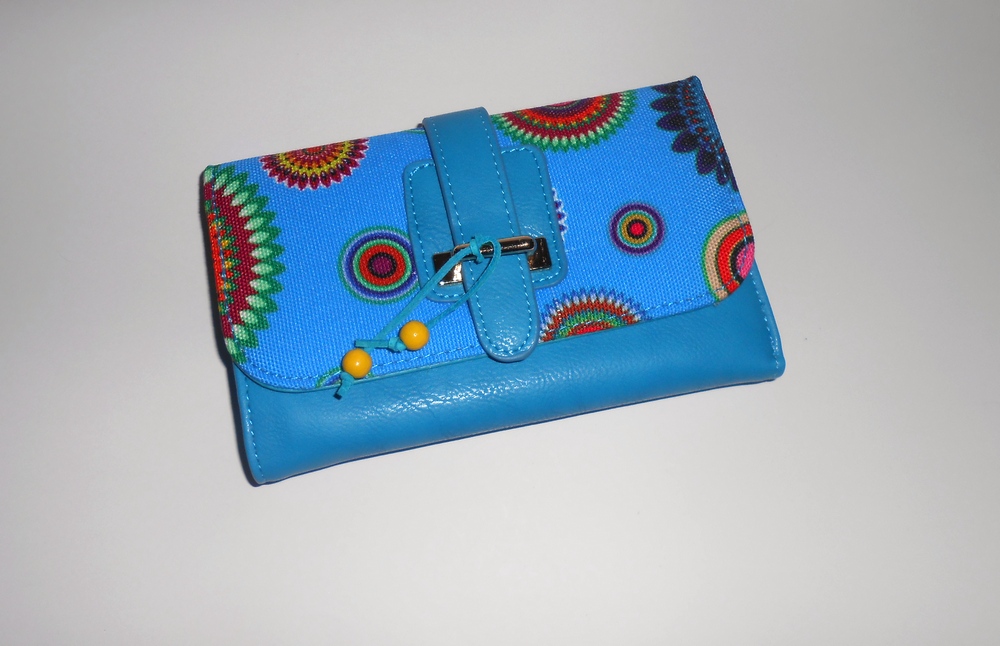 Peněženka Decor - modrá s korálky