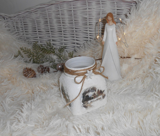 Vánoční lucerna na čajovou svíčku - krajinka
