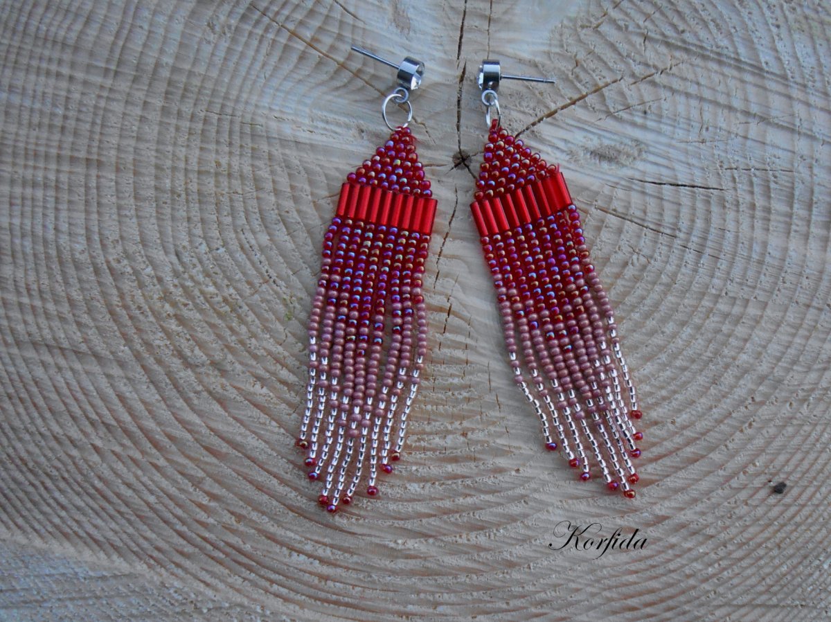 Náušnice šité červánkové