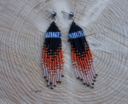 Náušnice šité noční kouzlení