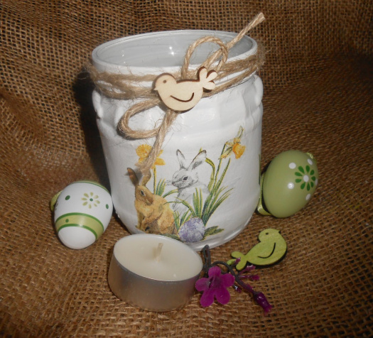 Velikonoční dekorace na čaj. svíčku