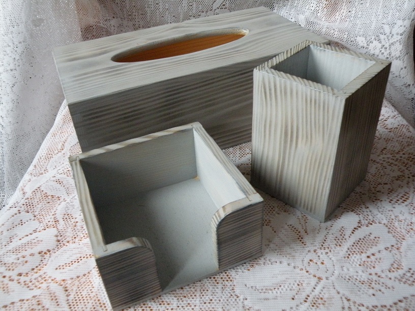 Originální sada na psací stůl - krása dřeva šedá