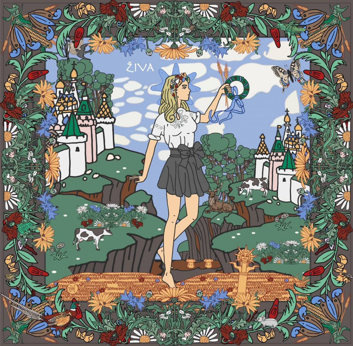 Dámský šátek s bohyní Živou