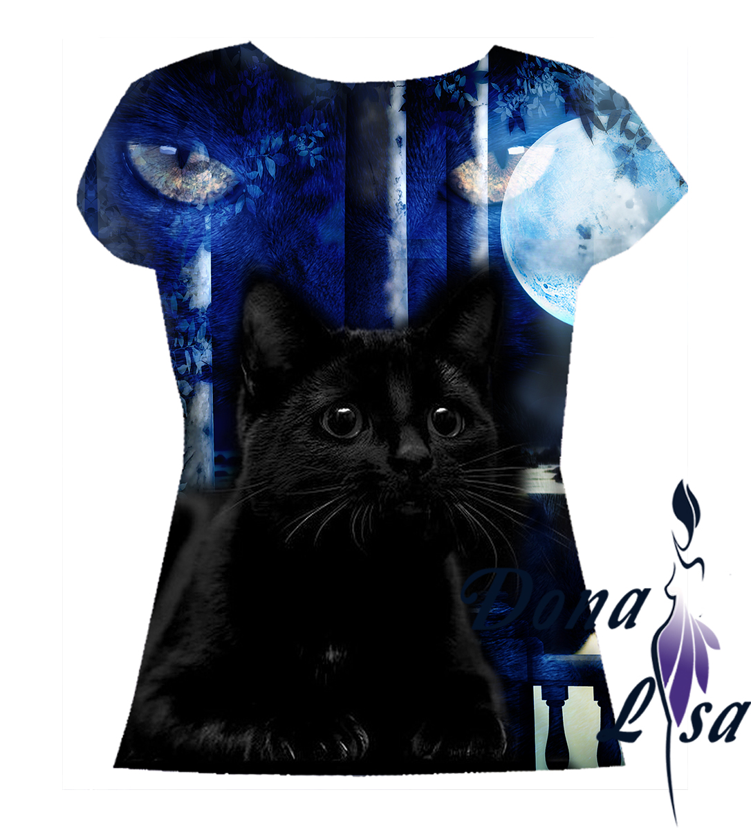 Dámské tričko s černou kočkou vel.S-M