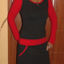 Šaty tmavě šedé s červenou S - XXL