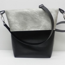 celokoženková kabelka Flippy- šedá(mramor)+černá