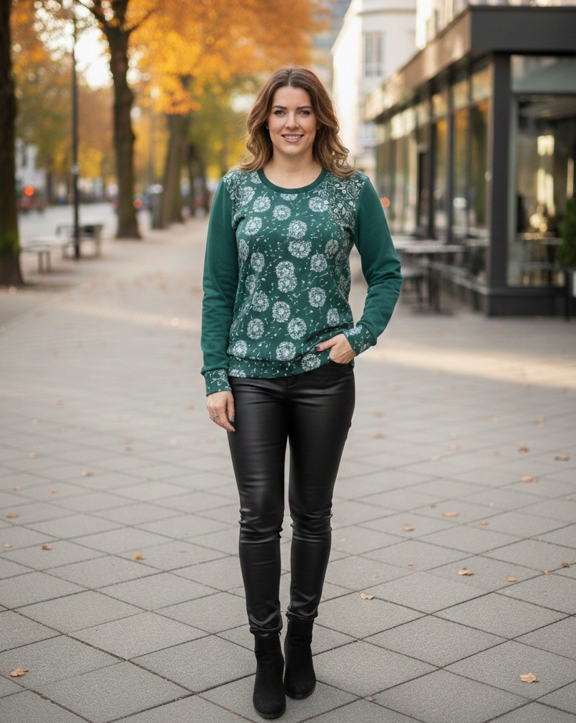 Mikina - pampelišky na petrolejové, velikost 2XL  ~ SLEVA ~