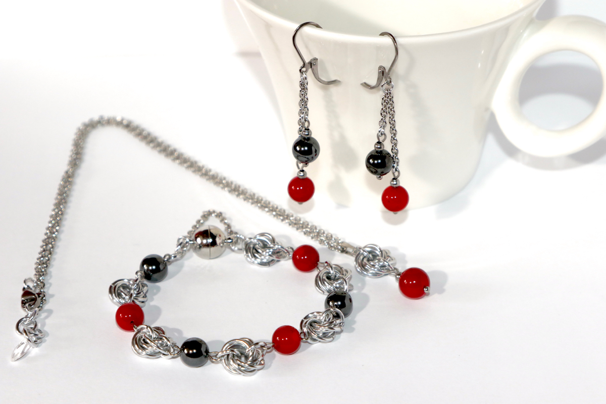 Vášnivá sada (hematit a korál)