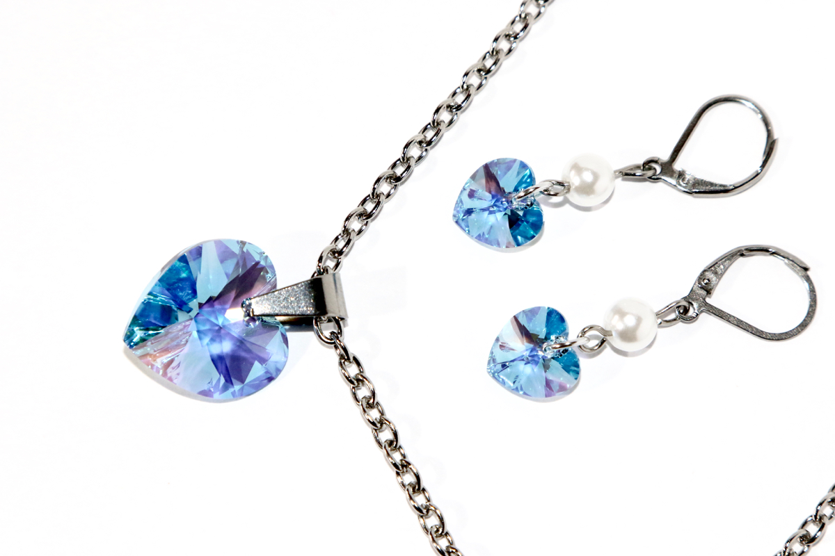 Aquamarine srdíčka přívěsek