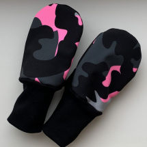 Softshellové rukavice-růžový maskáč