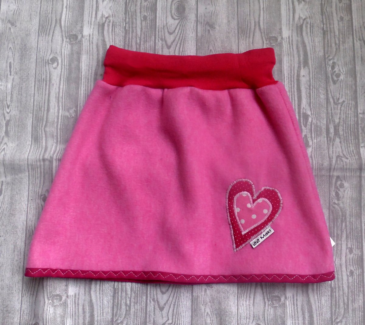 zimní sukýnka flees růžová se srdcem  3-6 let
