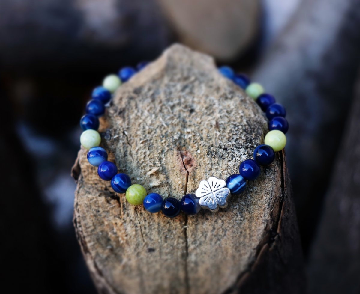 Náramek - Mustard / Modrý Achát